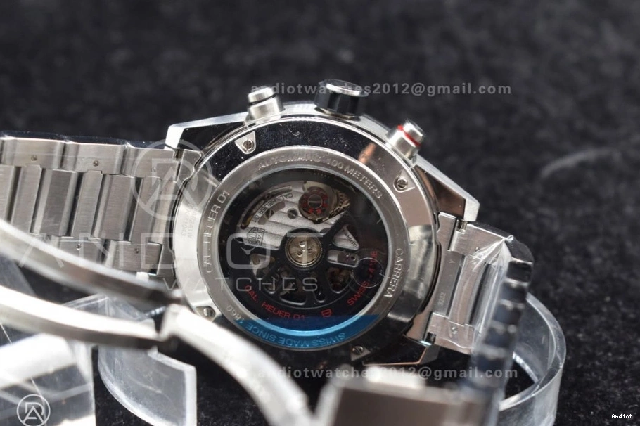 A SS Chrono 1:1 389 SS 01 Calibre Dial XF ZeroBulk on Bracelet Heuer Black Edition Strap Best 0820